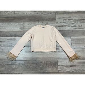 Future Collective elegant top with feather sleeves size S